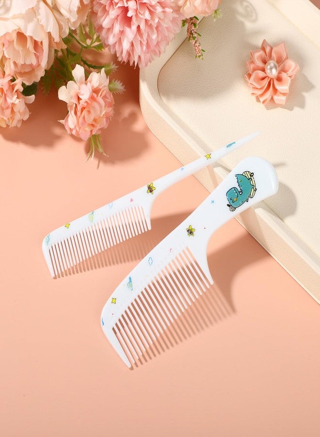 Penitue 2pcs Blue Cute Hair Combs Set for Girls, Fine Tooth Comb & Rat Tail Styling Comb, Mini Baby Plastic Hairbrush Tools Accessories for Toddlers Kids Women All Hair Types (Dinosaur) - Image 4